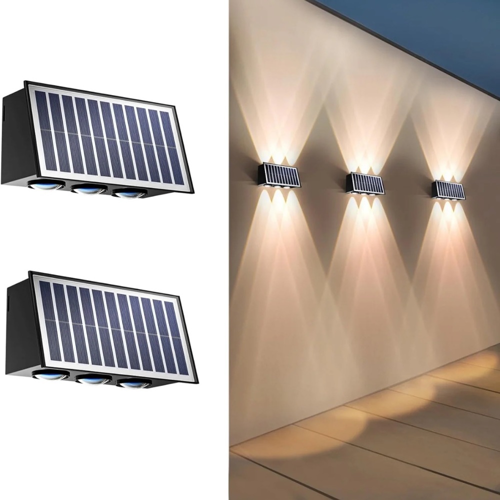 2 Pack Solar Wall Lights Outdoor Waterproof Led Up and Down Exterior Lighting